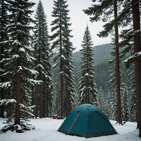 Quels sont les conseils pour un camping en région de forêt de conifères en hiver?